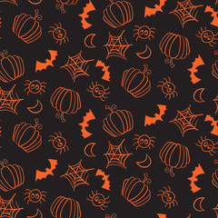 Seamless pattern with halloween equipment