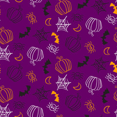 Seamless pattern with halloween equipment