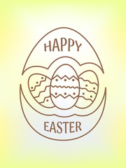 Happy Easter logo, emblem, icon with eggs. Happy Easter greeting card. Vector illustration.
