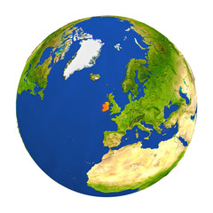Ireland highlighted on Earth