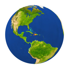Haiti highlighted on Earth