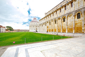 Obraz premium View of Square of Miracles, Pisa, wide-angle