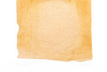 Sheet of parchment paper on a white background
