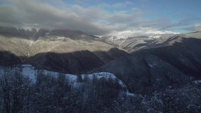 North slope Aibga Ridge Western Caucasus at ski resort Gorky Gorod stock footage video
