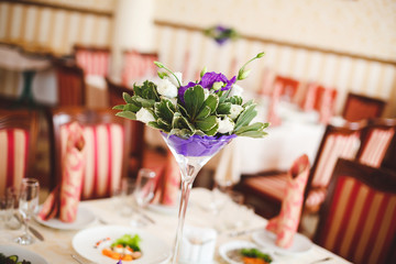 Table set for wedding or another catered event dinner