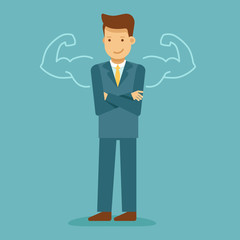 Guy with drawn strong arms - business motivation and inspiration concept