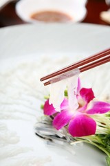 Sliced Raw blow fish