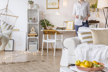 Woman in the apartment