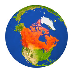 Canada highlighted on Earth