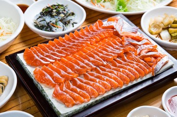 Sliced Raw trout
