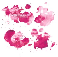 Set of smooth watercolor spots in soft pastel colors