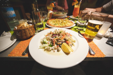 Salad plate in the restaurant