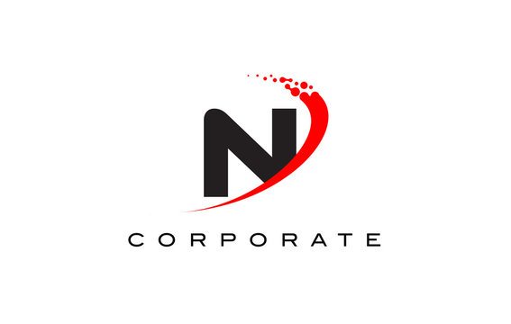 N Modern Letter Logo Design with Swoosh