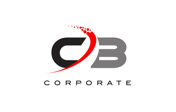 CB Modern Letter Logo Design with Swoosh
