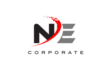 NE Modern Letter Logo Design with Swoosh - obrazy, fototapety, plakaty