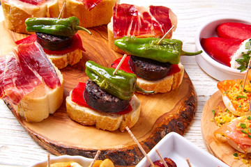 Tapas mix and pinchos food from Spain recipes also pintxos