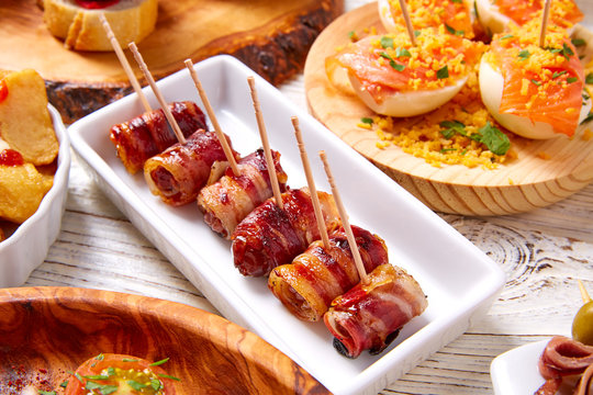 Tapas mix and pinchos food from Spain recipes also pintxos