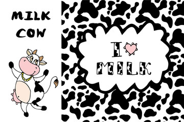 Smile and cute cow,Cow skin pattern.