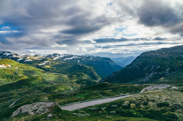 Fototapeta na wymiar Route 55 through wonderful mountains and valleys, Norway