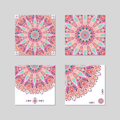 Banner template design with watercolor ethnic ornate feathers abstract mandala.