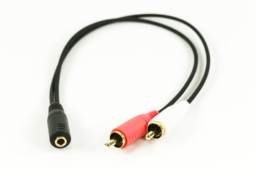Y-cable cinch audio cable with golden connectors