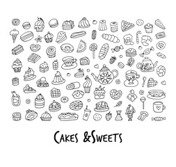Cakes and sweets collection, sketch for your design