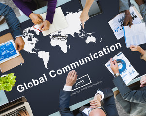 Global Communication Worldwide Website Homepage Concept