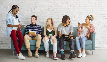 Fototapeta premium Diversity Students Friends Entertainment Music Concept