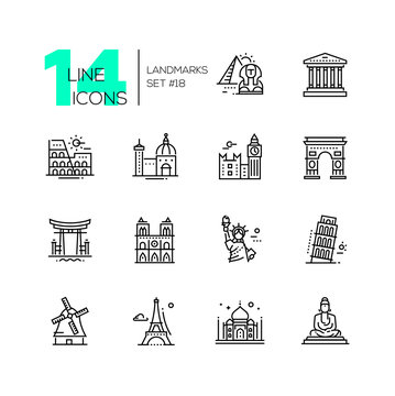Landmarks - modern single line icons set