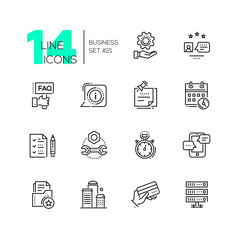 Business - monochromatic modern single line icons set