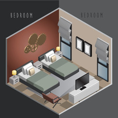 Interior Isometric of Bedroom