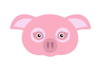 Pink Pig Domestic Animal Carnival Mask. Vector