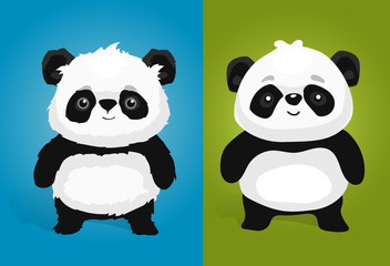 Cute giant panda illustrations in different style