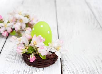 Naklejka na ściany i meble Easter eggs and apple blossom