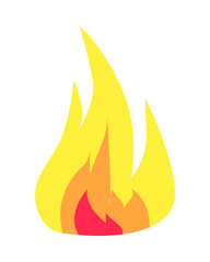Burning Flame Icon Isolated on White Background