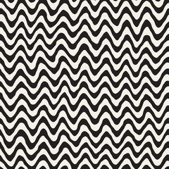 Seamless Wavy Hand Drawn Stripes Pattern. Repeating Vector Texture.