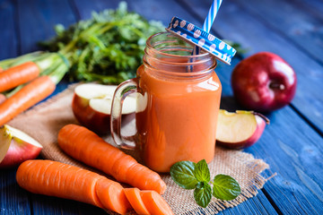 Fresh carrot and apple smoothie