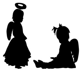  silhouette of children masquerade, collection, joy