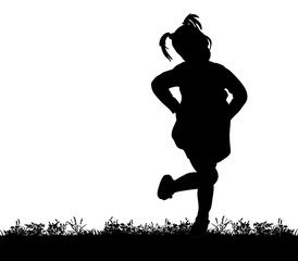 silhouette of a child playing isolated