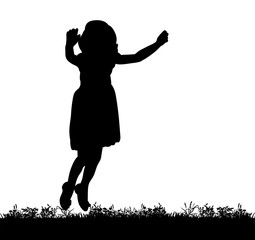 silhouette child jumping isolated