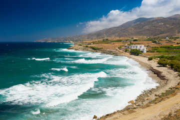 White city on the island. Seascape, Season of travel, Gulf.
beautiful bay, picturesque seashore
