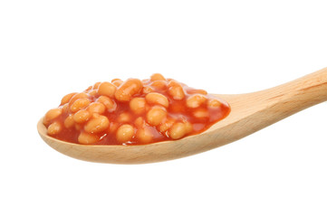 Baked beans on a spoon