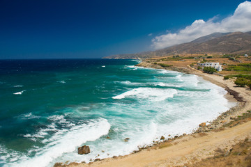 White city on the island. Seascape, Season of travel, Gulf.
beautiful bay, picturesque seashore
