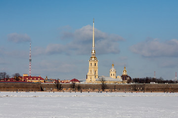 Peter and Paul Fortress in winter day