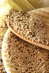 Quinoa on wood cutlery