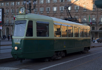 Fototapeta na wymiar Old tramway in Turin Italy