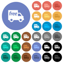 Fototapeta na wymiar Free shipping round flat multi colored icons