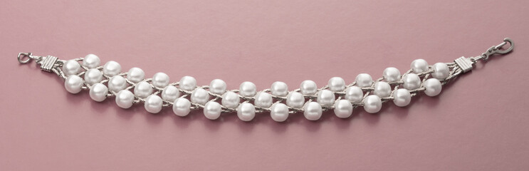 Wristband with white beads