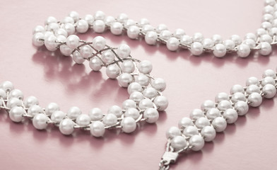 Necklace and wristband with white beads
