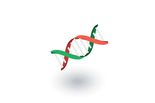 DNA, science genetic, molecule, biology isometric flat icon. 3d vector colorful illustration. Pictogram isolated on white background